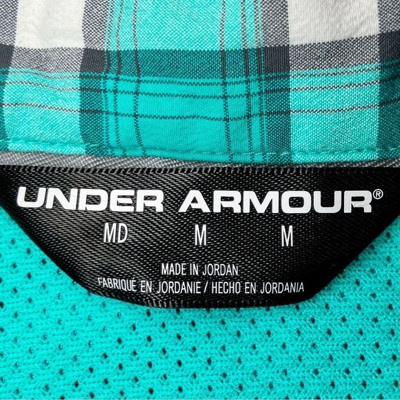 Under Armour Fish Hunter Plaid Vented Shirt in Teal Green/White Men’s M - Picture 11 of 11